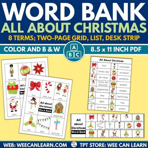 All About Christmas Word List Word Bank [FREE Download!]