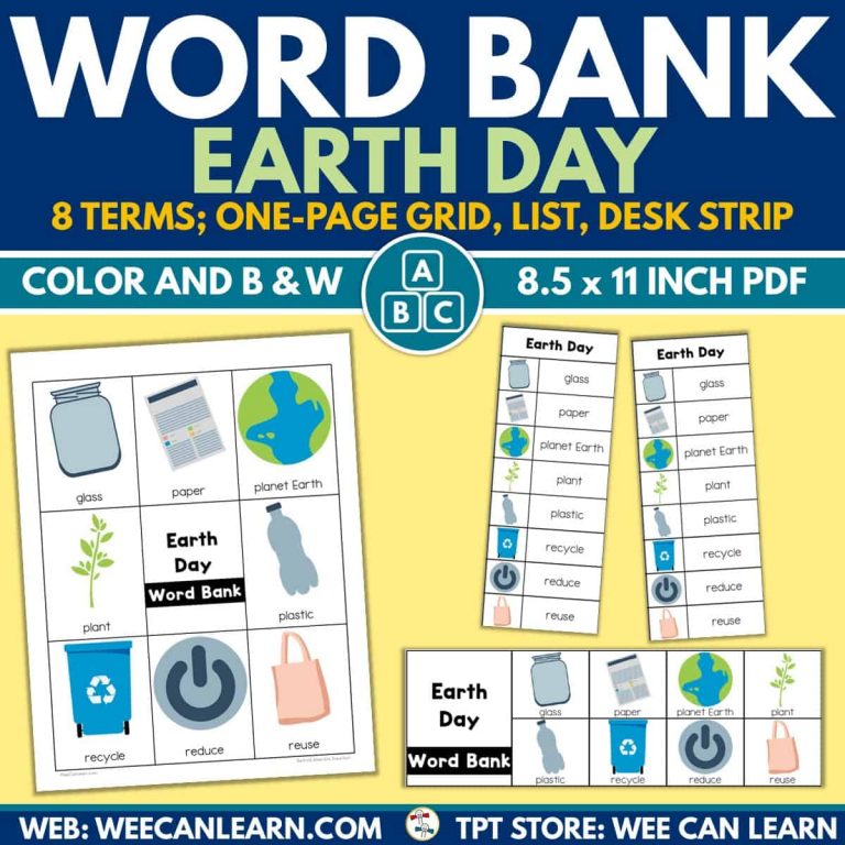 Earth day word list word bank free download 
