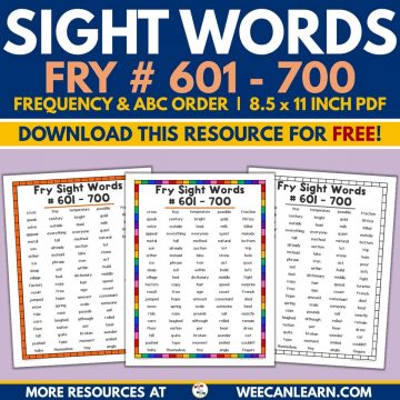 All Fry Sight Word List (Alphabetical & By Grade Level) [FREE Download!]